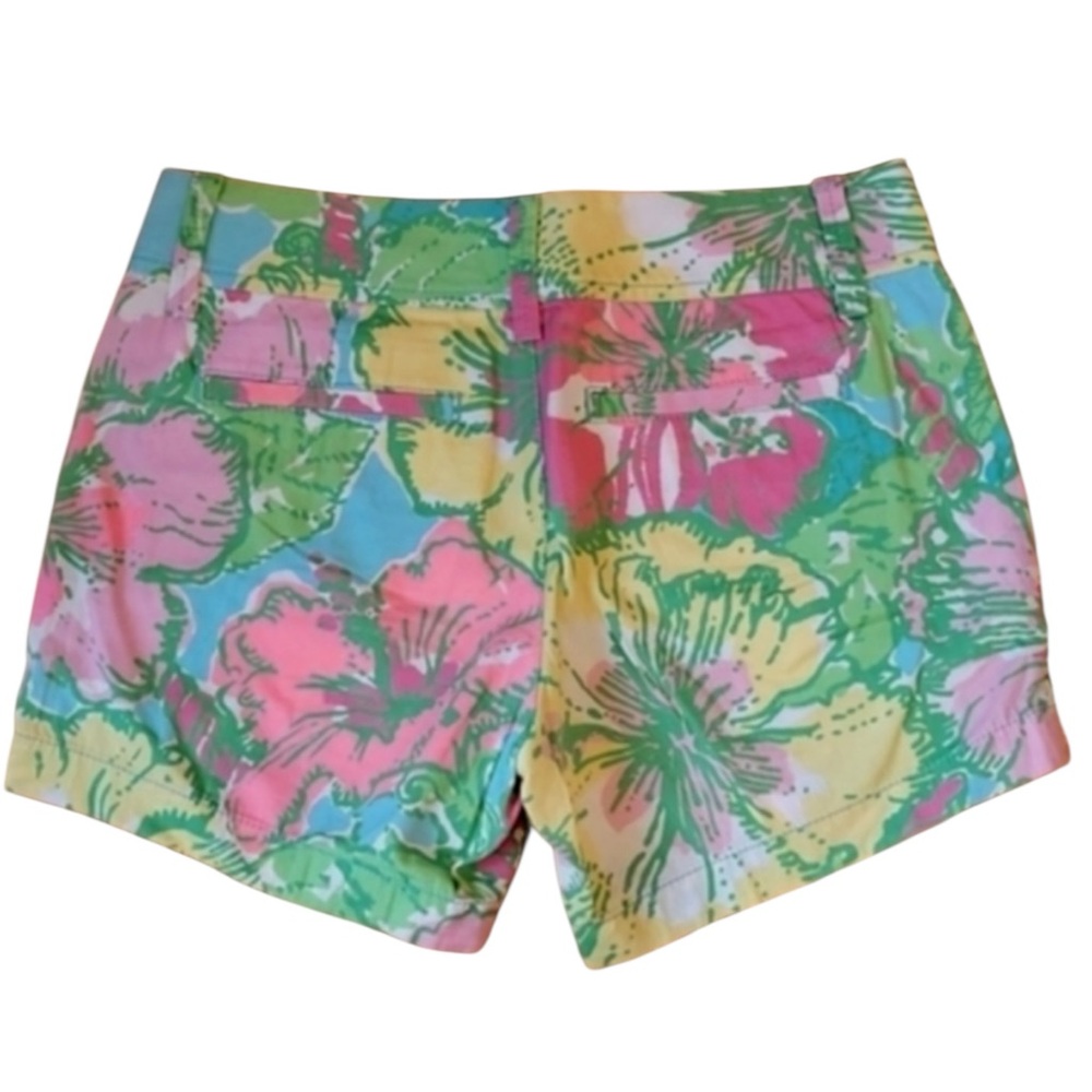 LILLY PULITZER Big Flirt Callahan Cotton Shorts in Greens/Pinks/Yellow Size 00 - Picture 3 of 12